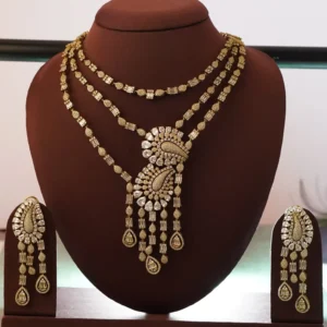 Royal Inspired Layered American Diamond Jewellery Set